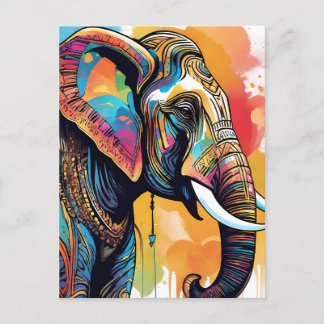 Elephant mandala vatten färg vykort