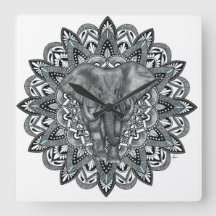 Elephant mandala Wall Clock