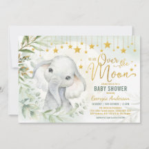 Elephant Måne & Stars Greenery Baby Shower