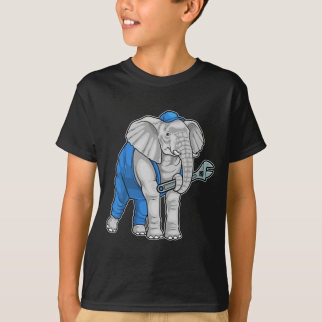 Elephant Mechanic Wrench T Shirt (Framsida)
