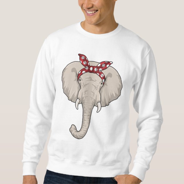 Elephant med Bandana Lång Ärmad Tröja (Framsida)