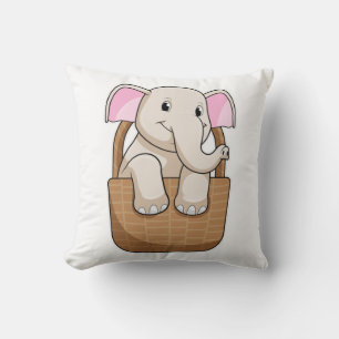 Elephant med Basket Kudde