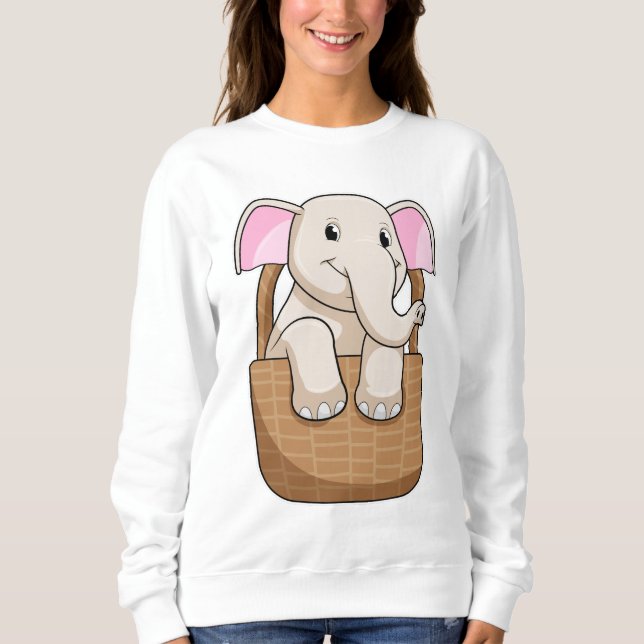 Elephant med Basket T Shirt (Framsida)