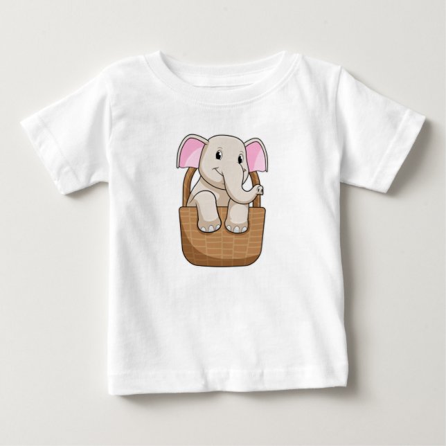 Elephant med Basket T Shirt (Framsida)