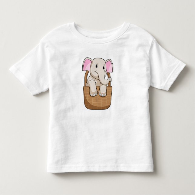 Elephant med Basket T Shirt (Framsida)