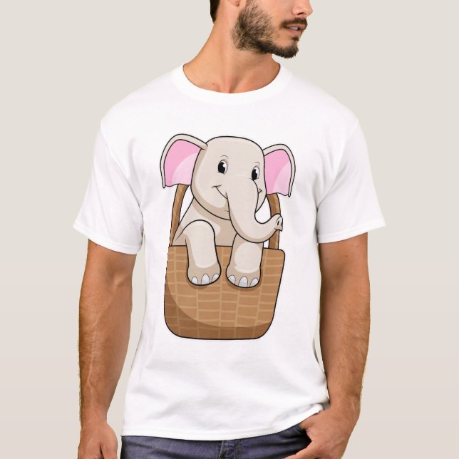 Elephant med Basket T Shirt (Framsida)