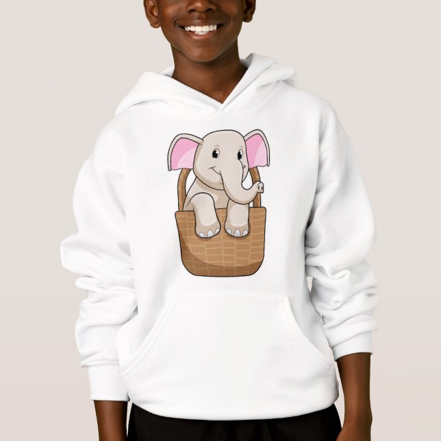 Elephant med Basket T Shirt (Framsida)