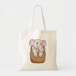 Elephant med Basket Tygkasse