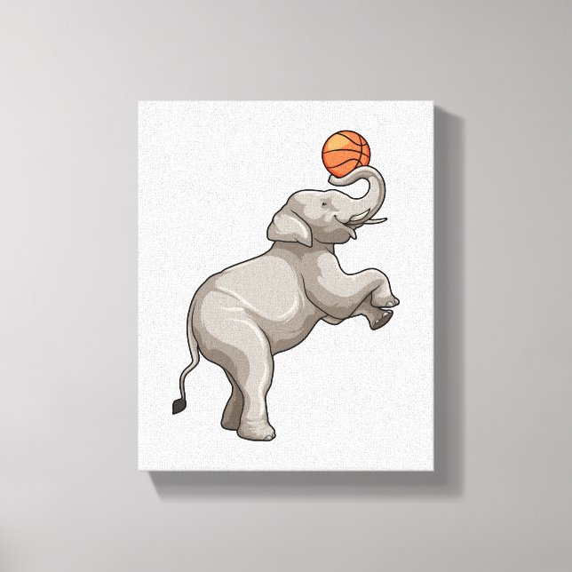 Elephant med Basketball Canvastryck (Framsida)