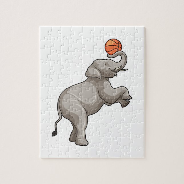 Elephant med Basketball Pussel (Vertikal)