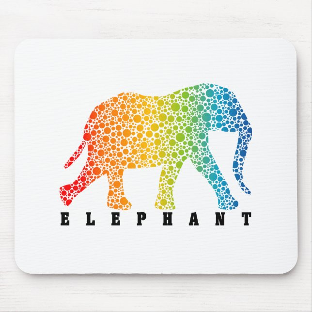 Elephant med Färg Musmatta (Framsidan)