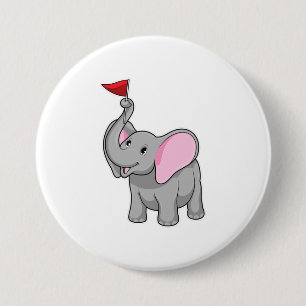 Elephant med Flagga Knapp