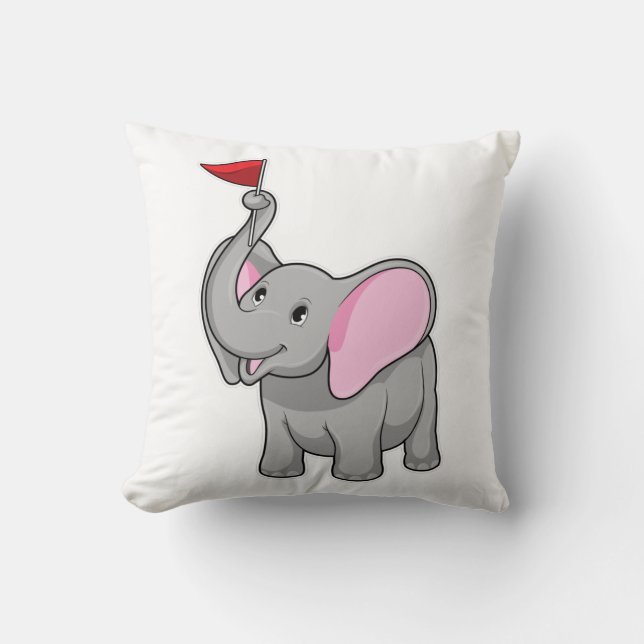 Elephant med Flagga Kudde (Framsida)
