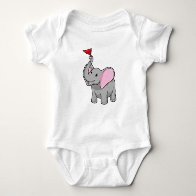 Elephant med Flagga T Shirt (Framsida)