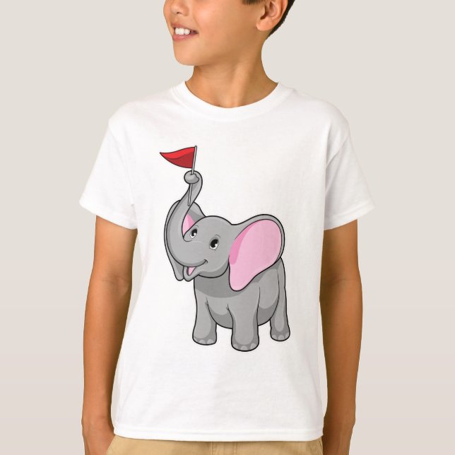 Elephant med Flagga T Shirt (Framsida)