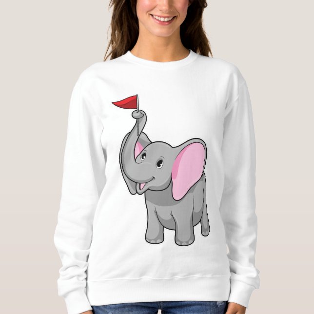 Elephant med Flagga T Shirt (Framsida)