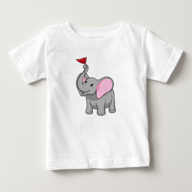Elephant med Flagga T Shirt (Framsida)
