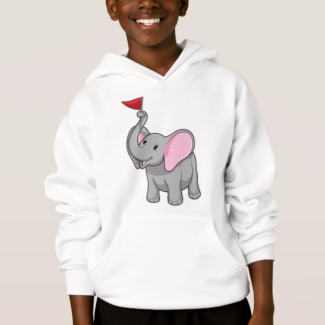 Elephant med Flagga T Shirt (Framsida)
