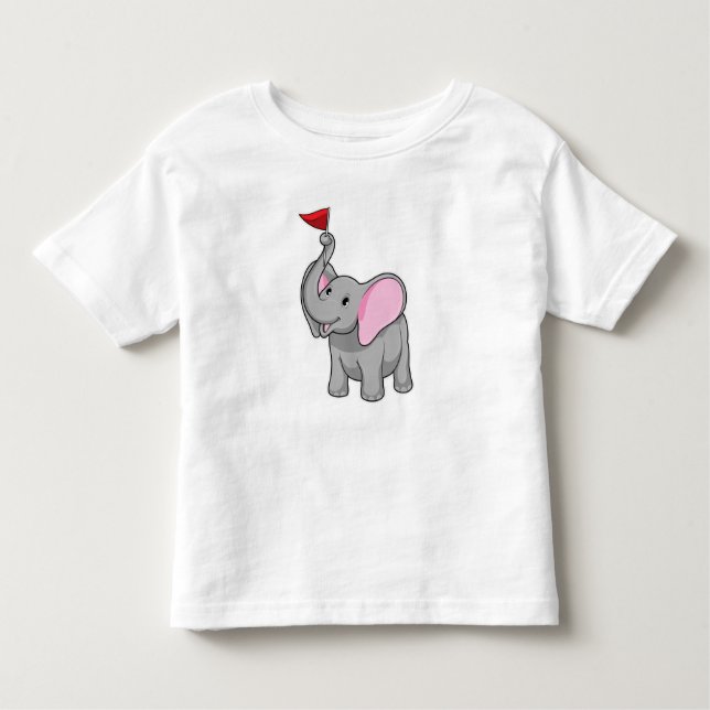 Elephant med Flagga T Shirt (Framsida)