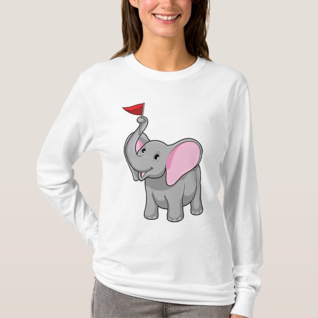 Elephant med Flagga T Shirt (Framsida)