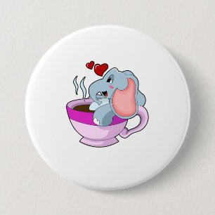 Elephant med Kaffe Kopp Knapp