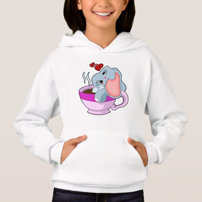 Elephant med Kaffe Kopp T Shirt (Framsida)