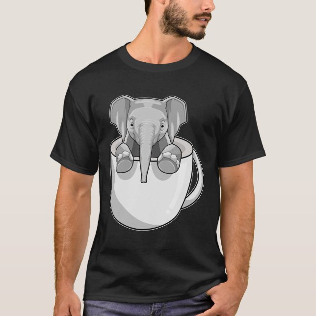 Elephant med Kopp T Shirt (Framsida)
