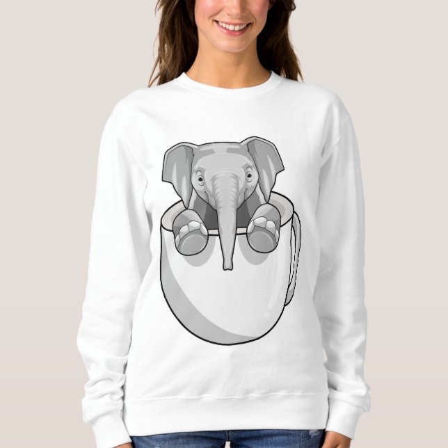 Elephant med Kopp T Shirt (Framsida)