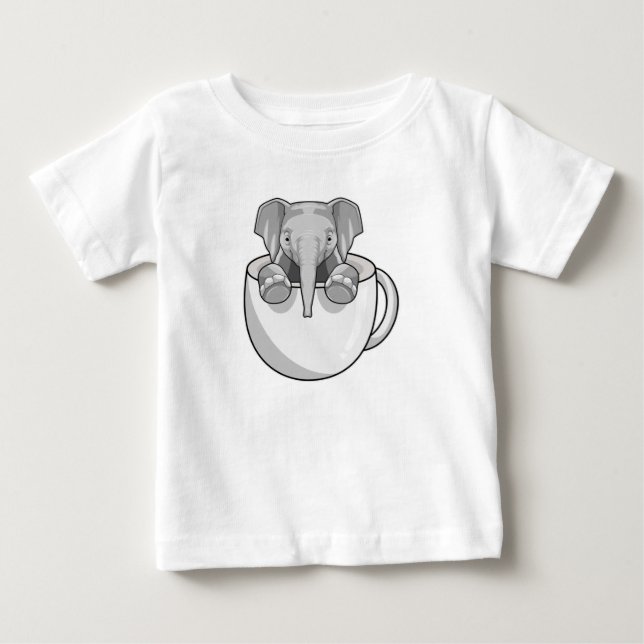 Elephant med Kopp T Shirt (Framsida)