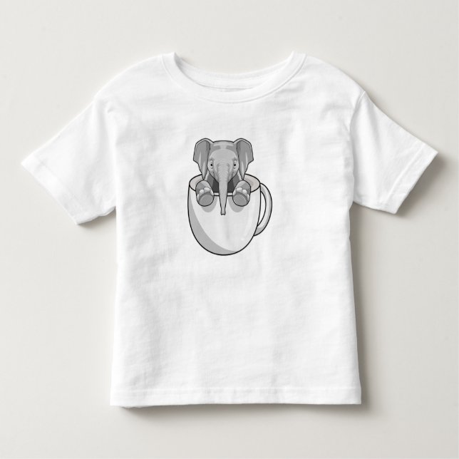 Elephant med Kopp T Shirt (Framsida)
