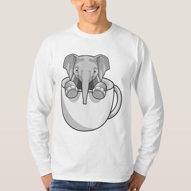 Elephant med Kopp T Shirt (Framsida)