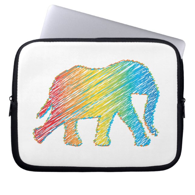 Elephant med Linjer Laptop Sleeve (Framsidan)
