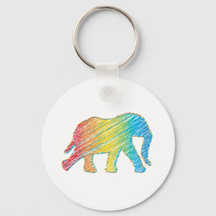 Elephant med Linjer Nyckelring