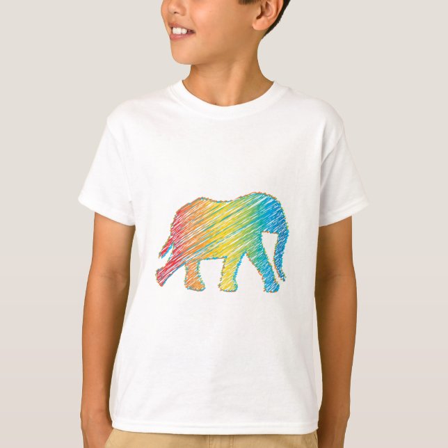 Elephant med Linjer Tee Shirt (Framsida)
