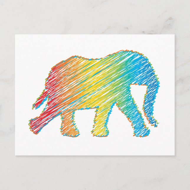 Elephant med Linjer Vykort (Framsida)