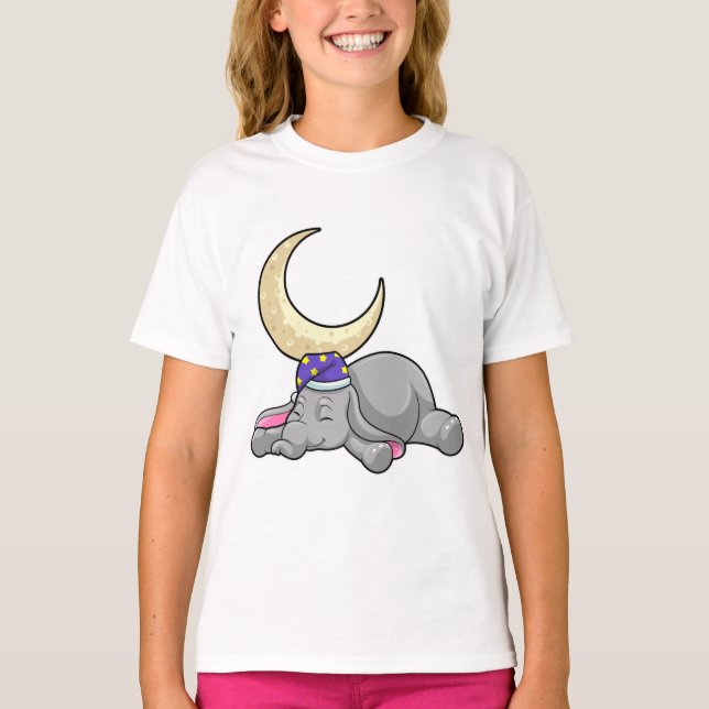 Elephant med Måne T Shirt (Framsida)