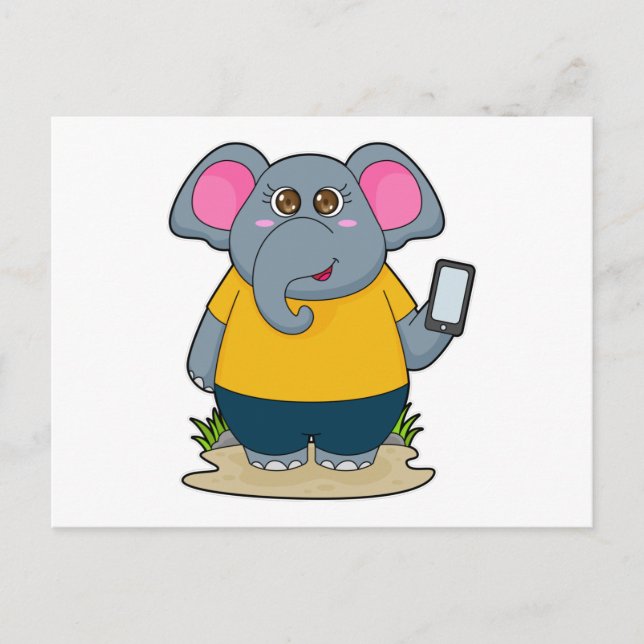 Elephant med Mobile Vykort (Framsida)