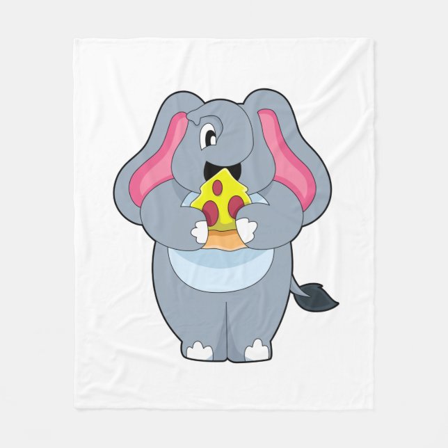 Elephant med Pizza Fleecefilt (Framsidan)
