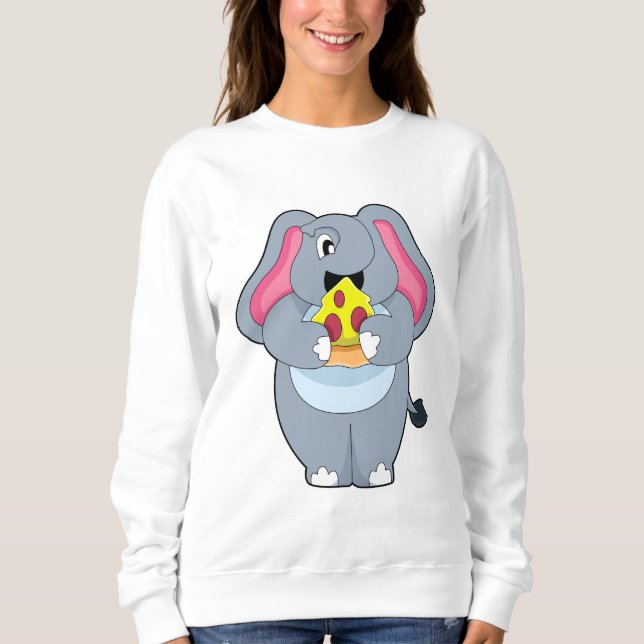 Elephant med Pizza T Shirt (Framsida)