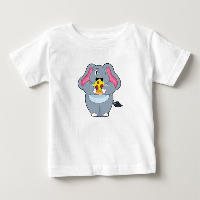 Elephant med Pizza T Shirt (Framsida)