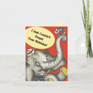 Elephant-minnet glömmer aldrig den söta födelsetre kort