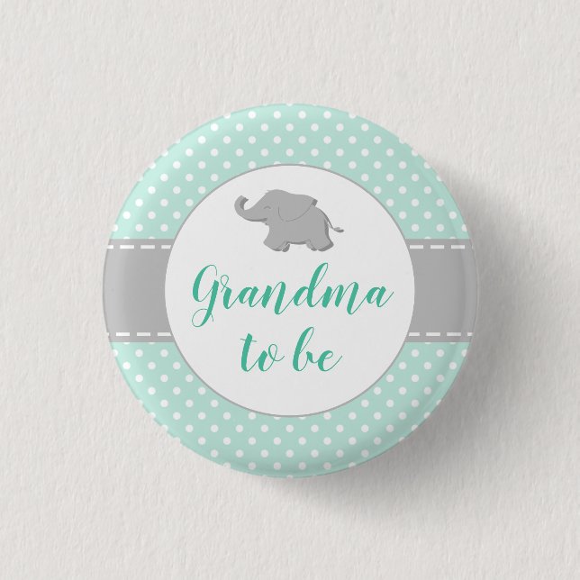 Elephant Mint Grönt Baby Shower Grandma to be Knapp (Framsida)