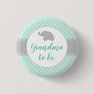 Elephant Mint Grönt Baby Shower Grandma to be Knapp