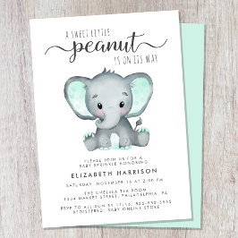 Elephant Mint Grönt Watercolor Baby Sprinkle Inbjudningar