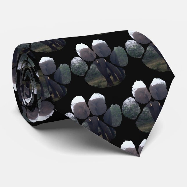 Elephant Mist Footprint Neck Tie Slips (Rullad)
