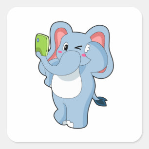 Elephant Mobile Fyrkantigt Klistermärke