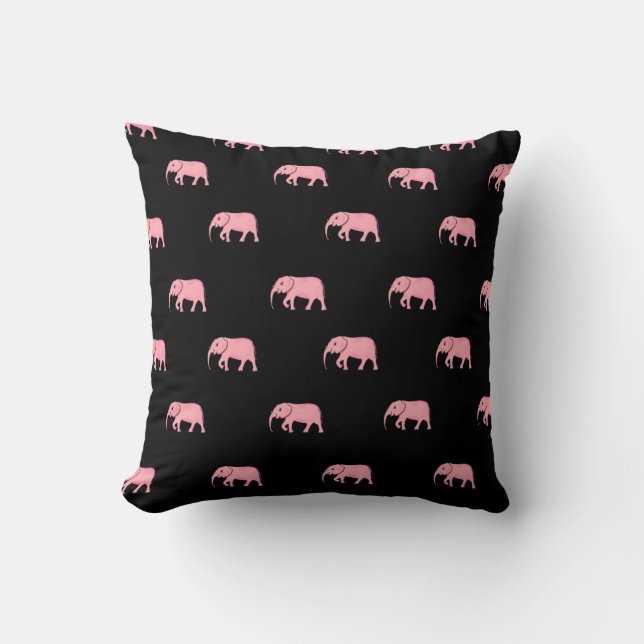 Elephant Modern Baby för barn Rosa Black Kudde (Framsida)