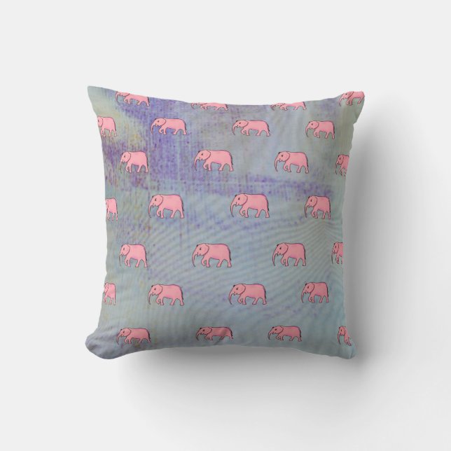Elephant Modern Baby för barn Rosa Blue Kudde (Framsida)