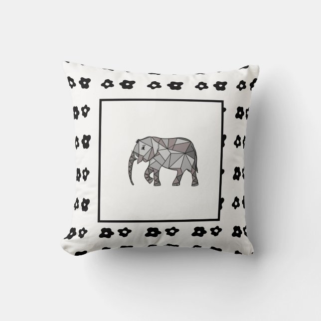 Elephant Modern Birth Pojke för barn Black Kudde (Framsida)