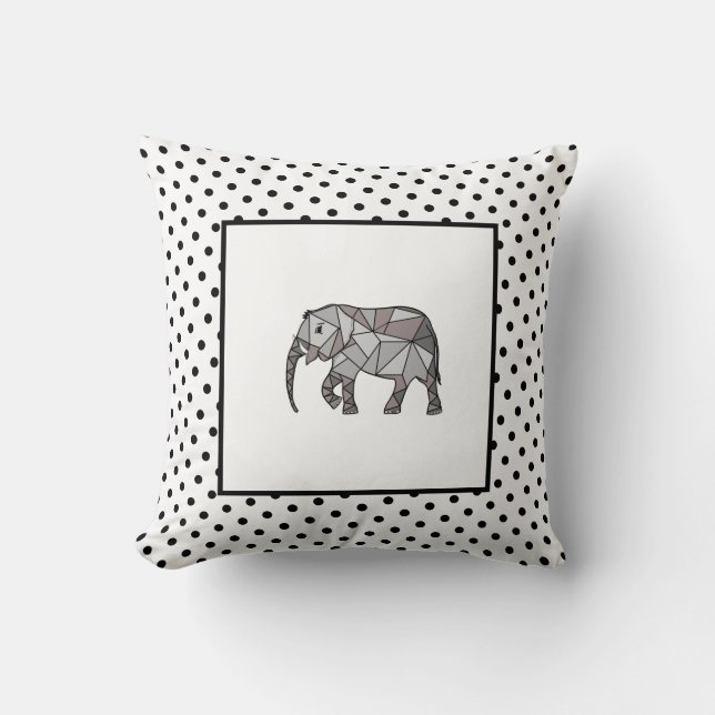 Elephant Modern Birth Pojke för barn Polka Kudde (Framsida)